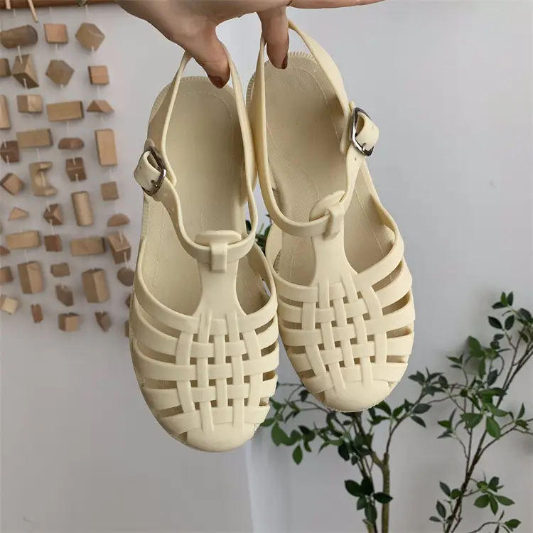 Strictly Selected New Roman Sandals Soft Jelly Shallow Flat Heeled Baotou Elegant Comfortable Women's Single Shoes Non-slip Plastic Shoes — feature 10