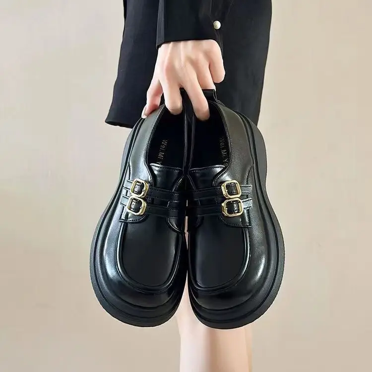Women's Small Leather Shoes British Style 2024 Summer New All-match Thick-soled Loafers Slip-on Mary Jane Shoes — feature 10