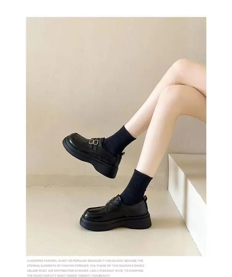 Women's Small Leather Shoes British Style 2024 Summer New All-match Thick-soled Loafers Slip-on Mary Jane Shoes — feature 3
