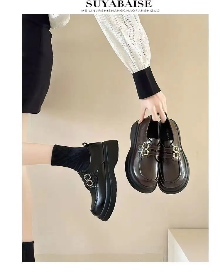 Women's Small Leather Shoes British Style 2024 Summer New All-match Thick-soled Loafers Slip-on Mary Jane Shoes — feature 4
