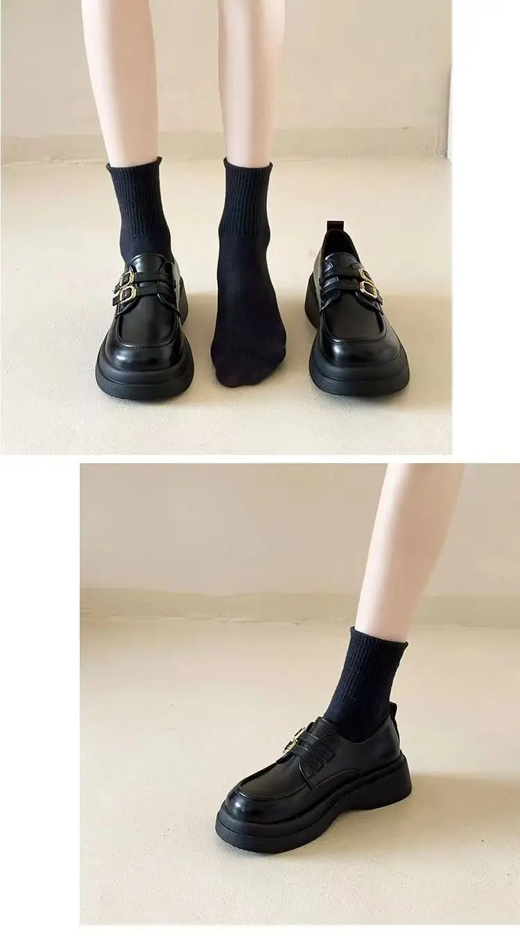 Women's Small Leather Shoes British Style 2024 Summer New All-match Thick-soled Loafers Slip-on Mary Jane Shoes — feature 6