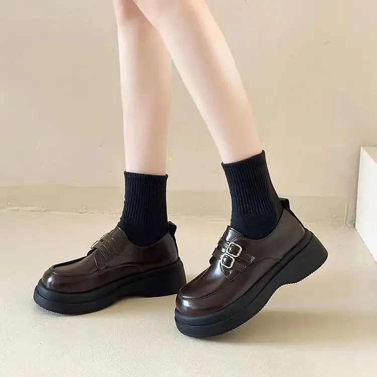 Women's Small Leather Shoes British Style 2024 Summer New All-match Thick-soled Loafers Slip-on Mary Jane Shoes — feature 7