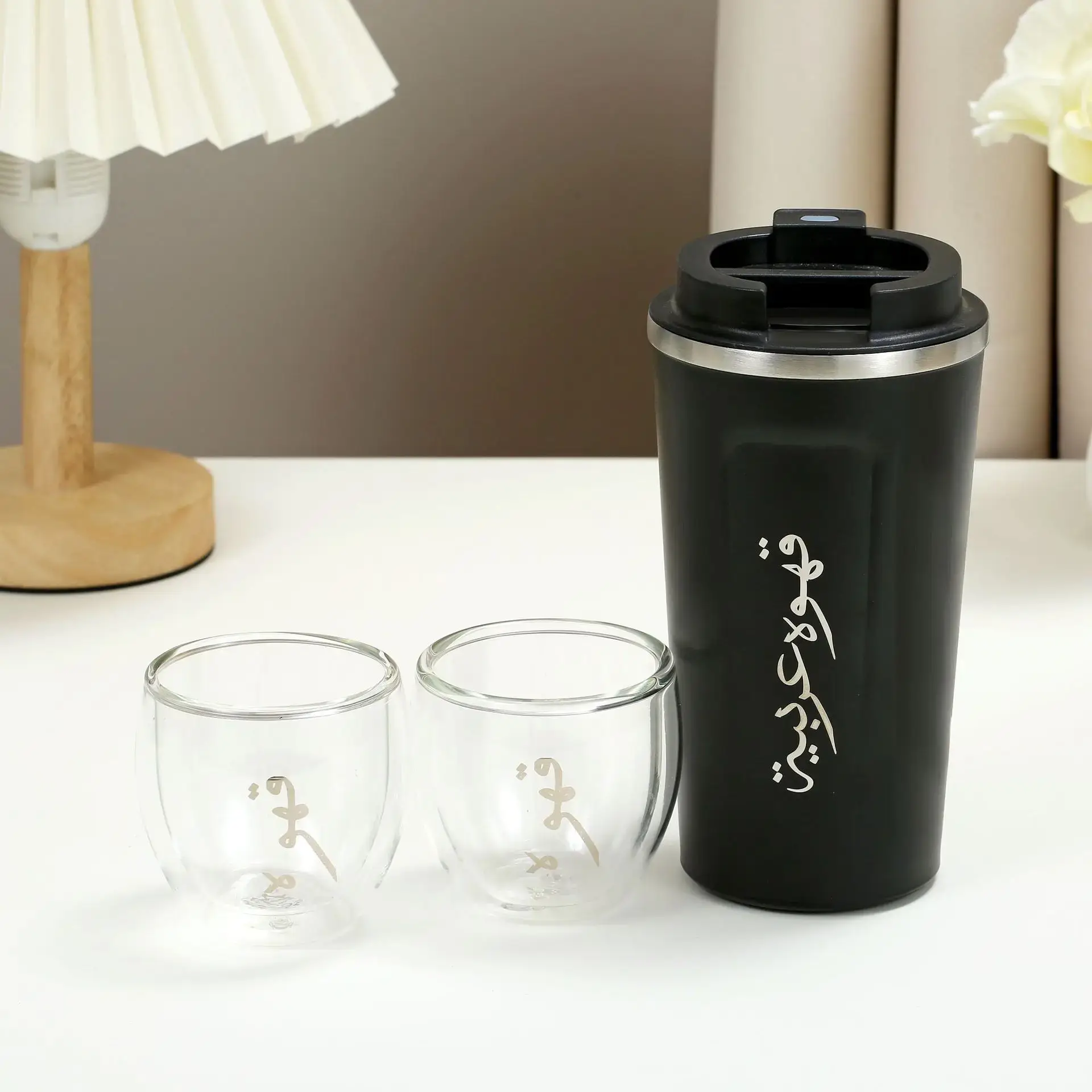Muslim Arabic 304 Steel Coffee Cup Set Black & White - Image 6