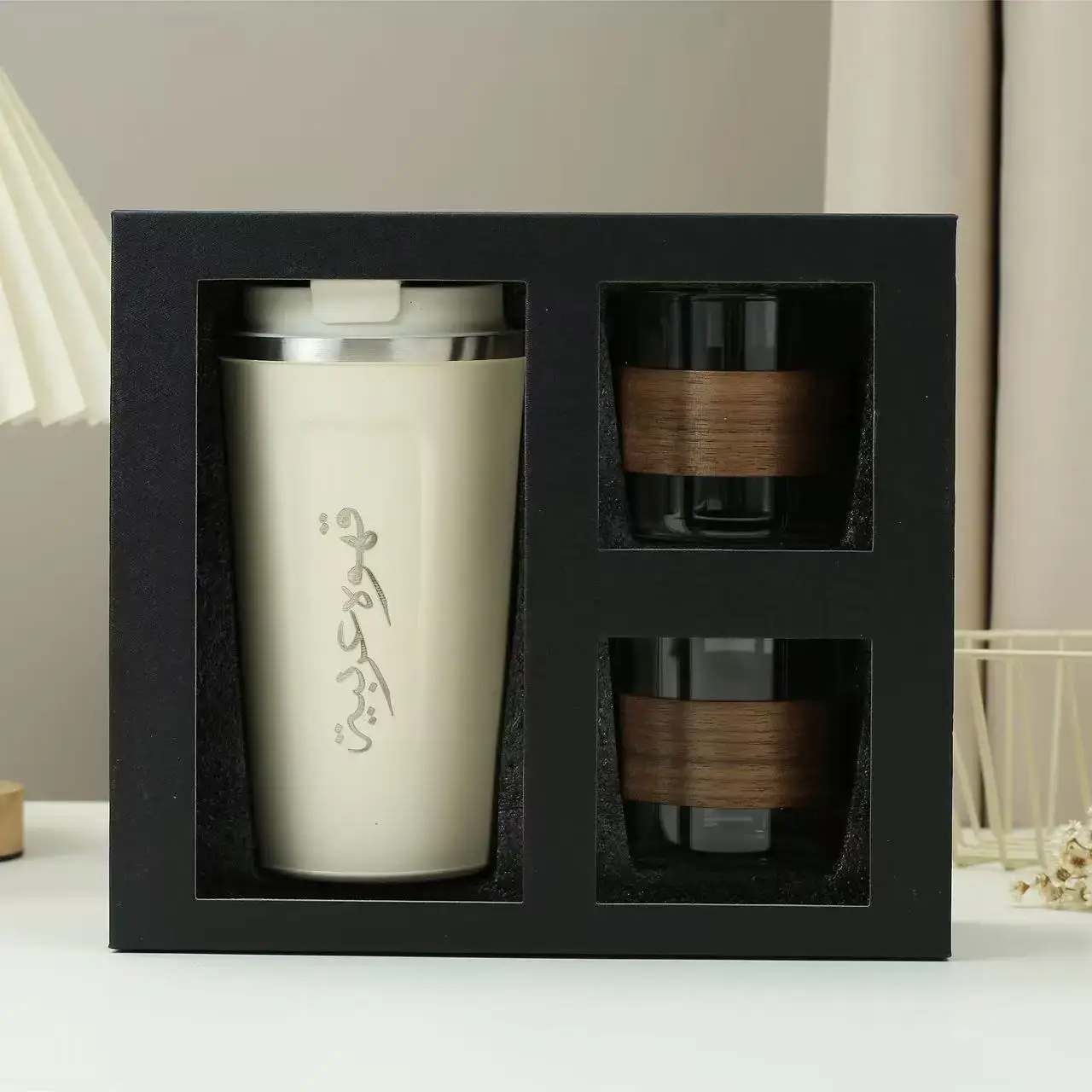 Muslim Arabic 304 Steel Coffee Cup Set Black & White - Image 3