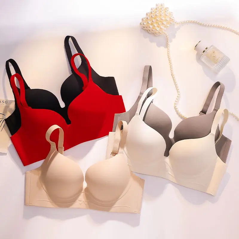 869 smooth seamless jelly strip soft support small chest gathered medium thickness bra soft and comfortable pure underwear bra - Image 6