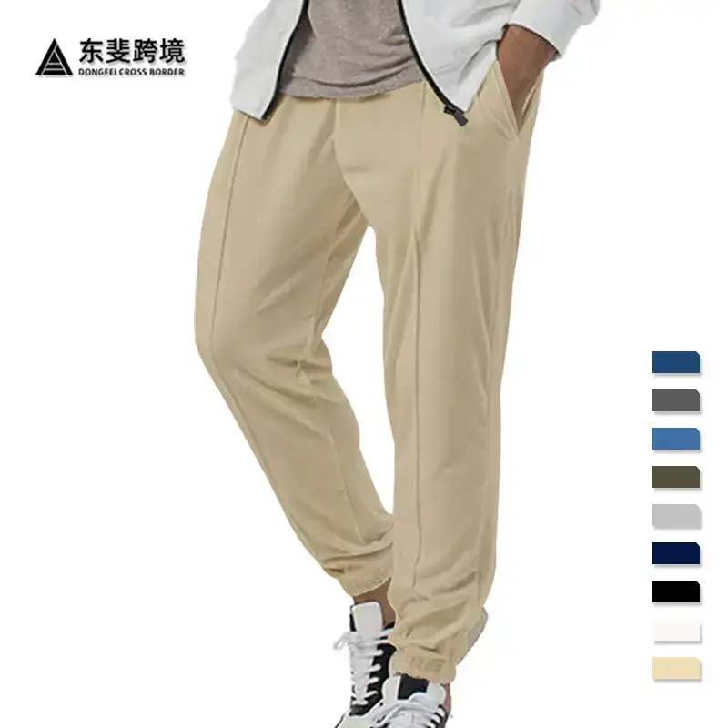 Blue Solid Plus Size Casual Jogger Pants for Men - Image 11