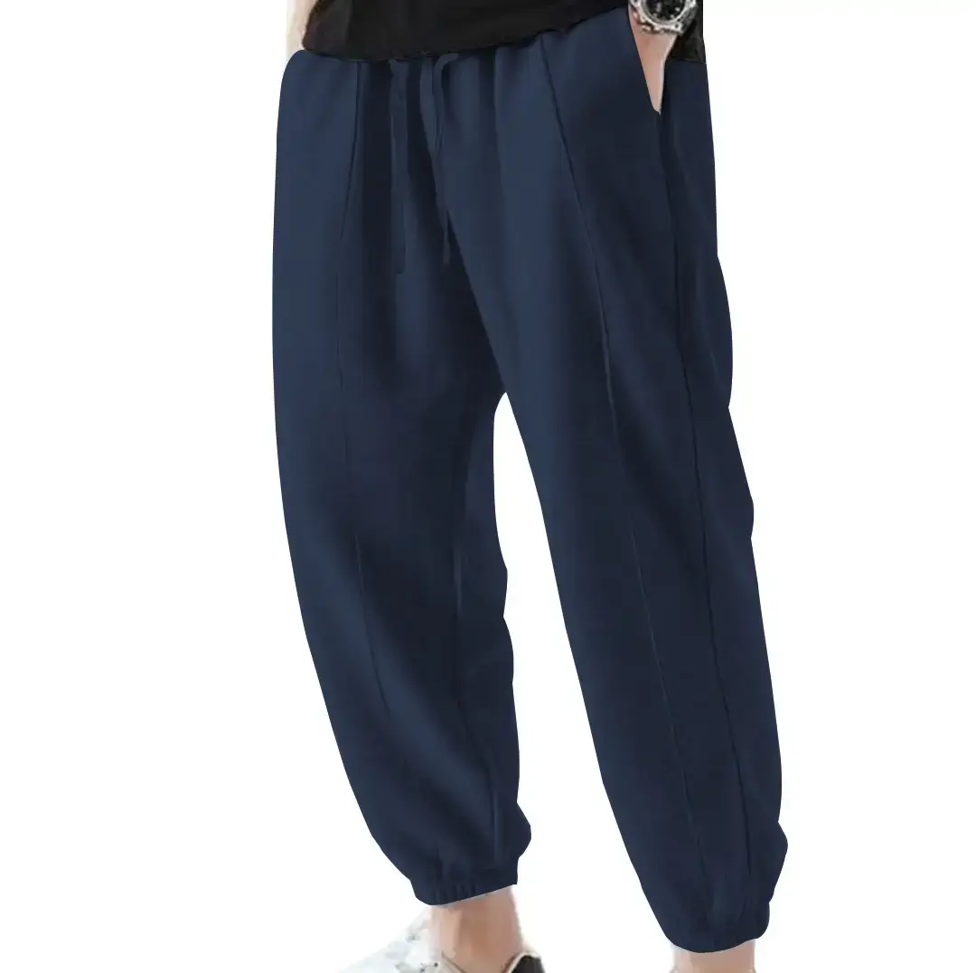 Blue Solid Plus Size Casual Jogger Pants for Men — feature 12