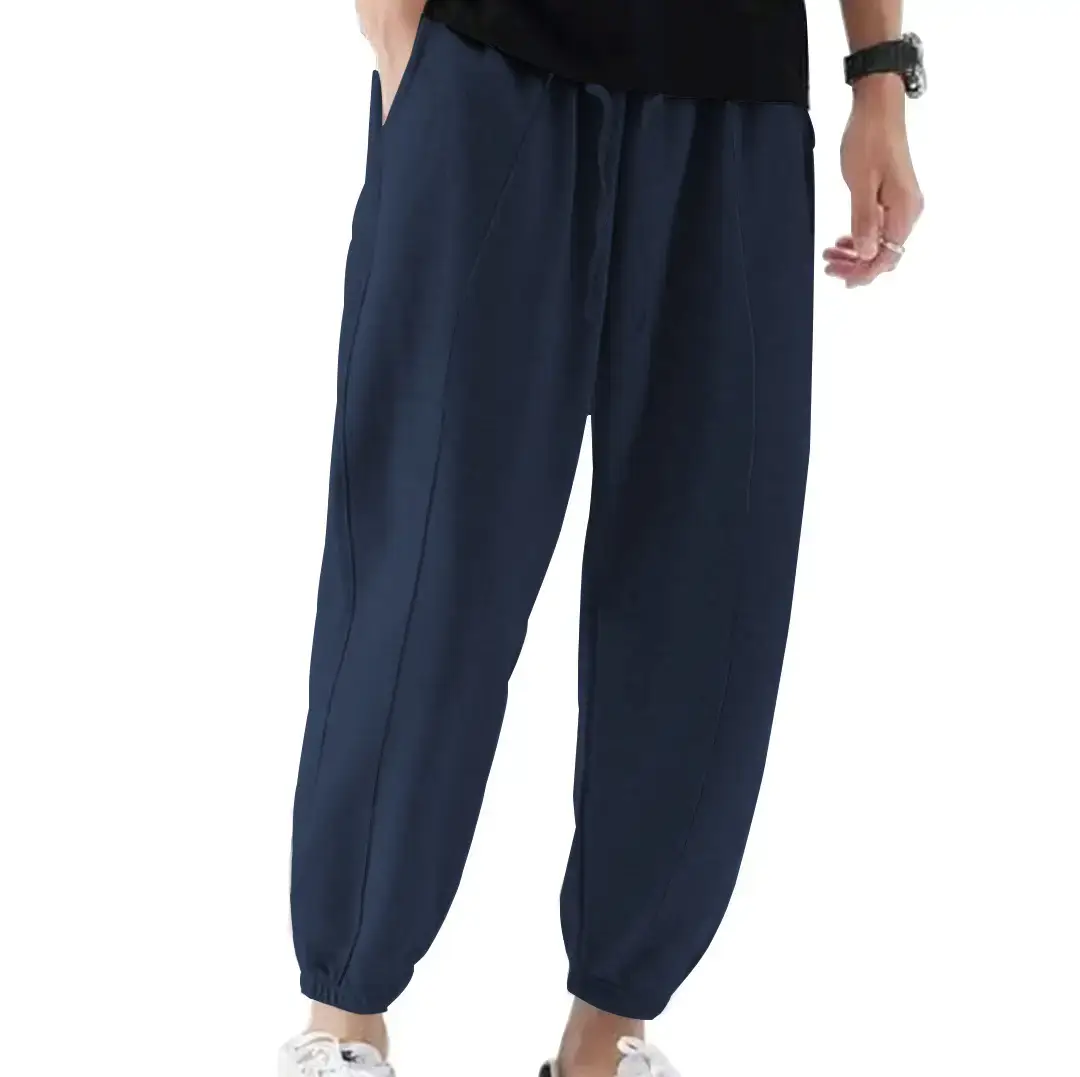 Blue Solid Plus Size Casual Jogger Pants for Men — feature 20