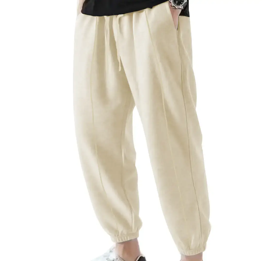 Blue Solid Plus Size Casual Jogger Pants for Men - Image 3