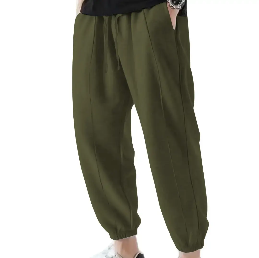 Blue Solid Plus Size Casual Jogger Pants for Men - Image 5