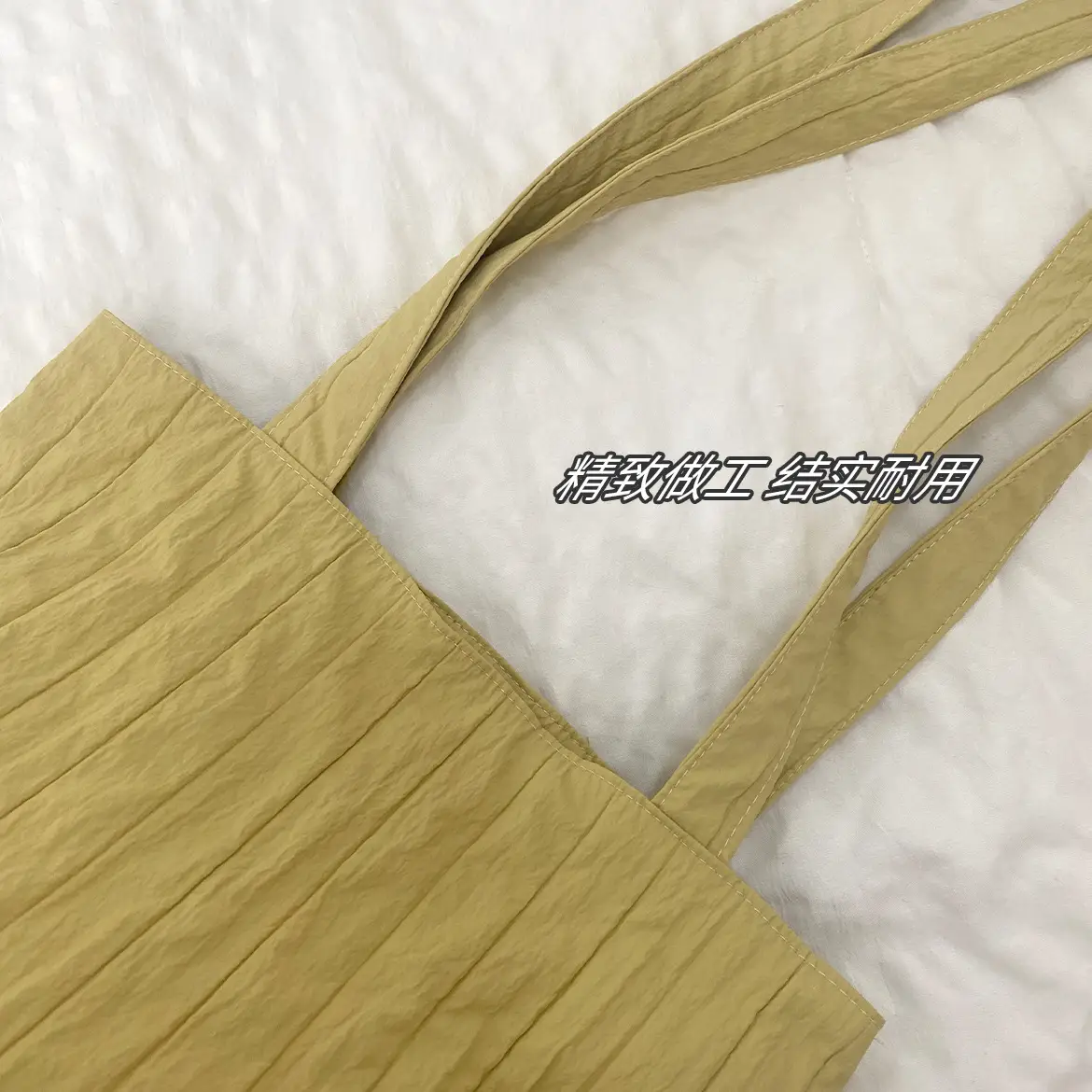 Women's Striped Pleated Nylon Bucket Bag One Shoulder — feature 11