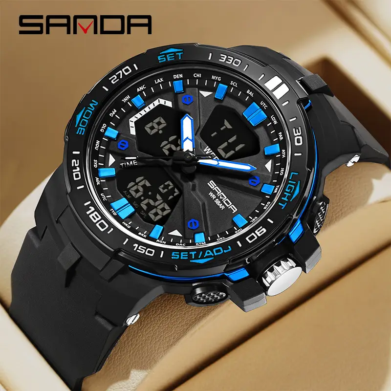 Sanda Men's Black Digital Electronic Sports Watch - Image 9