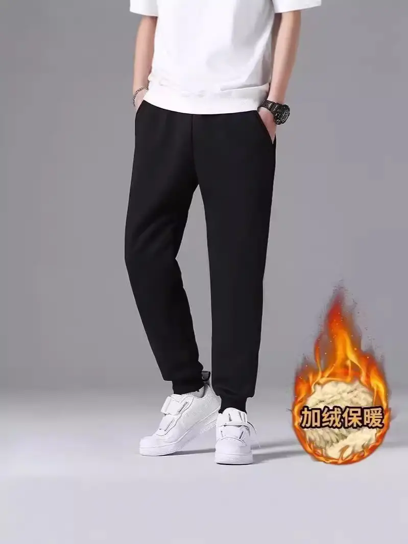 Men Fleece Lined Warm Jogger Pants Grey - Image 4