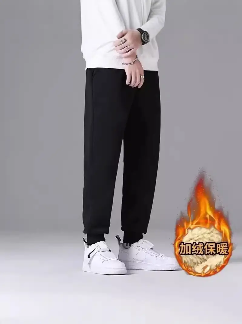 Men Fleece Lined Warm Jogger Pants Grey - Image 5