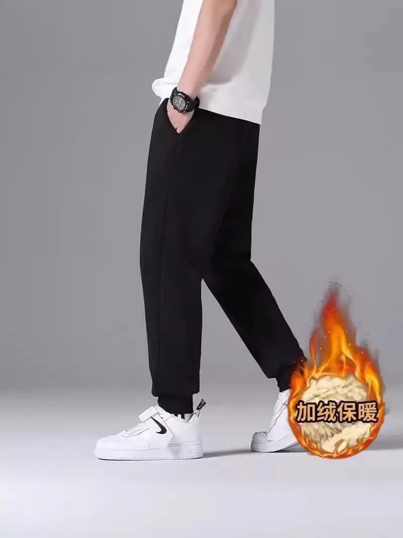 Men Fleece Lined Warm Jogger Pants Grey - Image 6