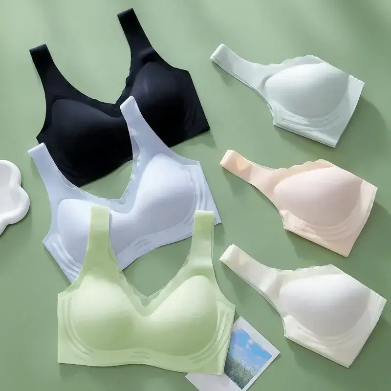 Traceless Fixed Cup Cool Summer Ice Silk Bra - Image 8