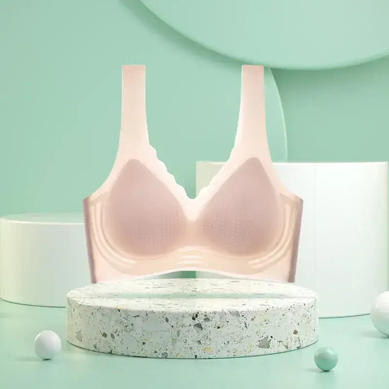 Traceless Fixed Cup Cool Summer Ice Silk Bra - Image 3