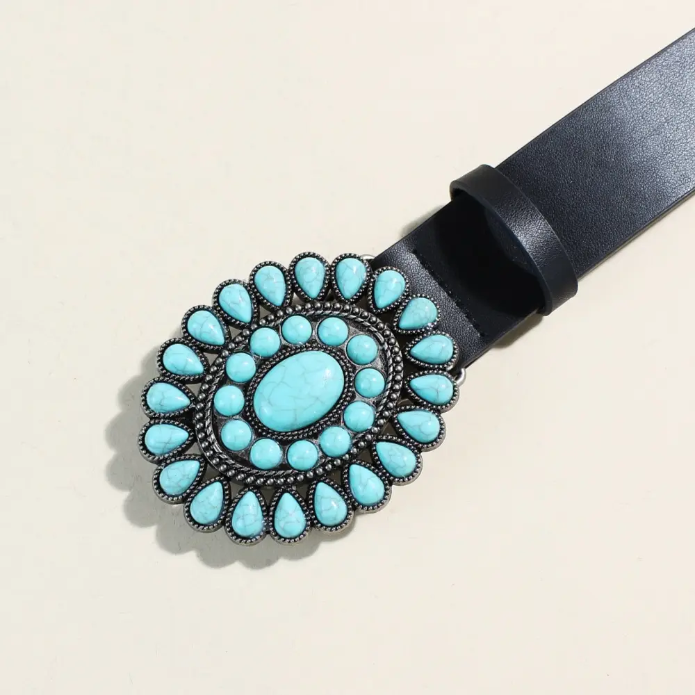 Women's Black Sapphire Belt with Oval Buckle Design — feature 5