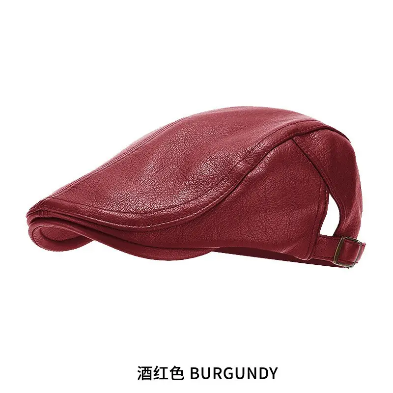 Men's Black Leather Peaked Hat Autumn Winter — feature 8