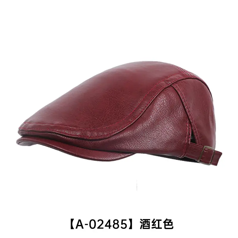 Men's Black Leather Peaked Hat Autumn Winter - Image 11