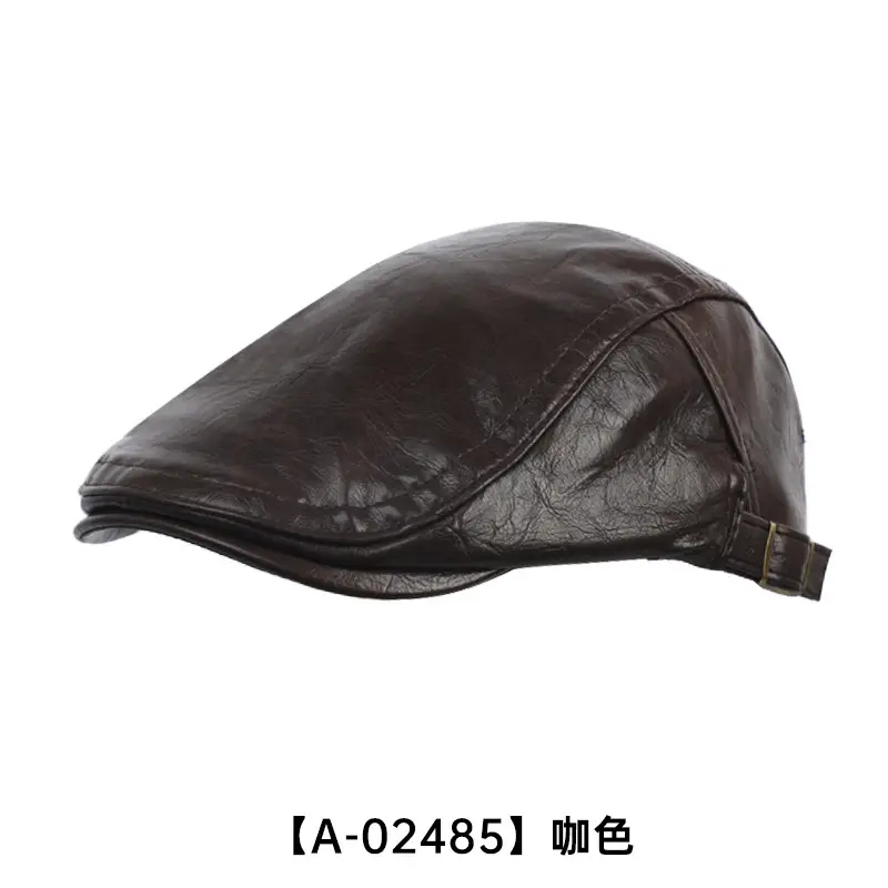 Men's Black Leather Peaked Hat Autumn Winter - Image 12