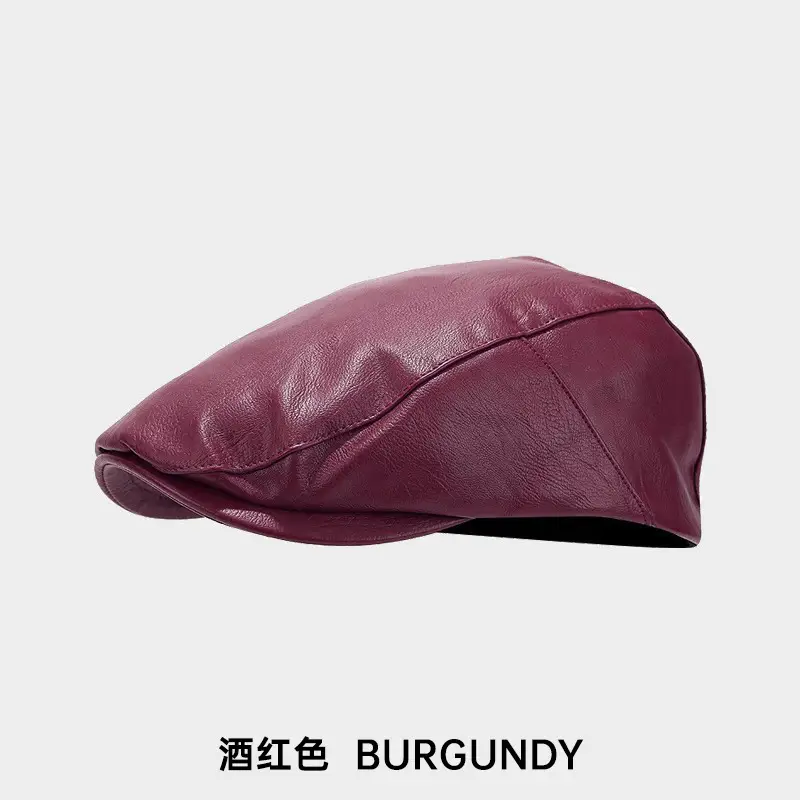 Men's Black Leather Peaked Hat Autumn Winter - Image 7