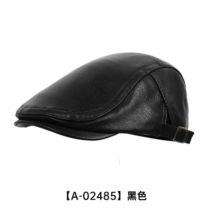 Men's Black Leather Peaked Hat Autumn Winter - Image 9