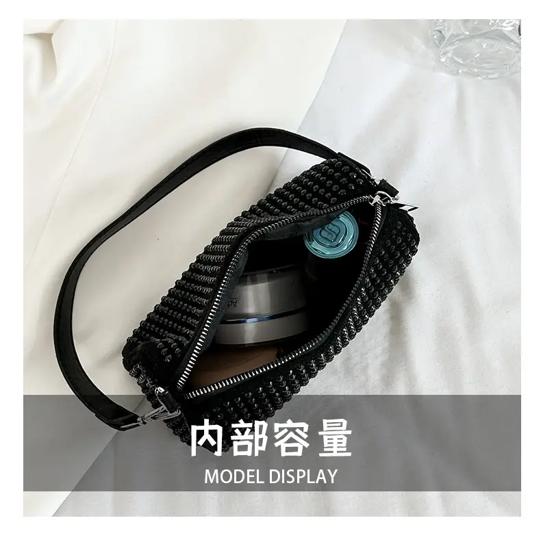 Full Diamond Shoulder Bag Women's Black White Rhinestone Crossbody — feature 10