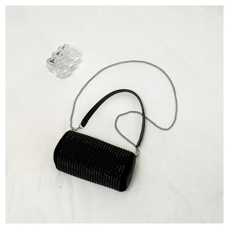 Full Diamond Shoulder Bag Women's Black White Rhinestone Crossbody — feature 23
