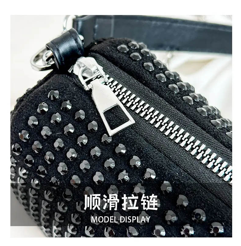 Full Diamond Shoulder Bag Women's Black White Rhinestone Crossbody — feature 8