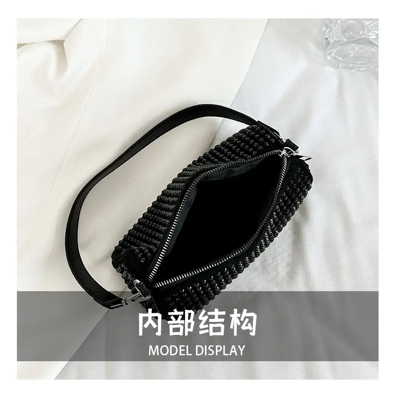 Full Diamond Shoulder Bag Women's Black White Rhinestone Crossbody — feature 9