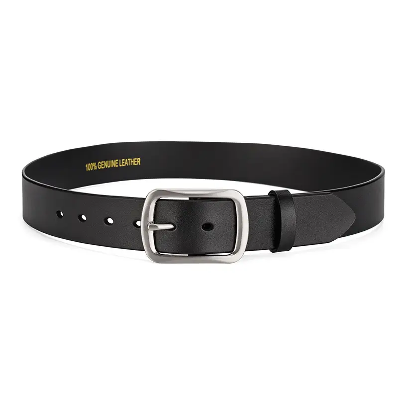 Men's Black Cowhide Belt with Gold Buckle - Image 2