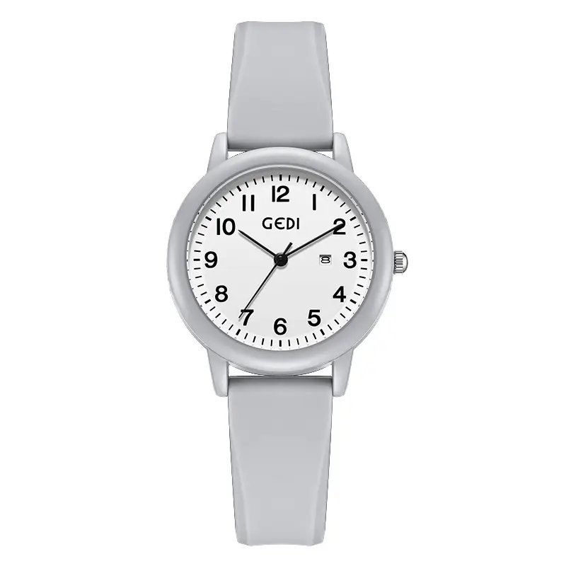 Women's Black Silicone Quartz Watch with Simple Calendar