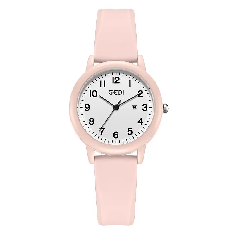 Women's Black Silicone Quartz Watch with Simple Calendar