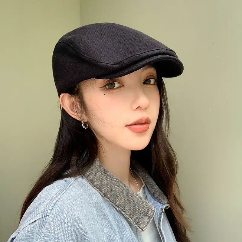 British Style Vintage Newsboy Hats Women Solid Color All-match