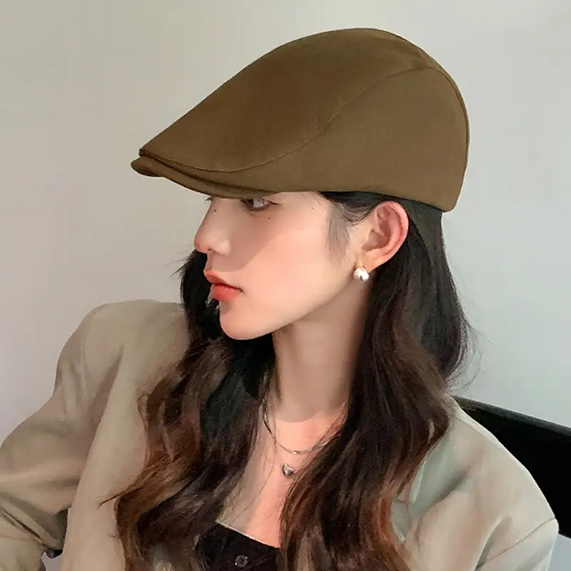 British Style Vintage Newsboy Hats Women Solid Color All-match