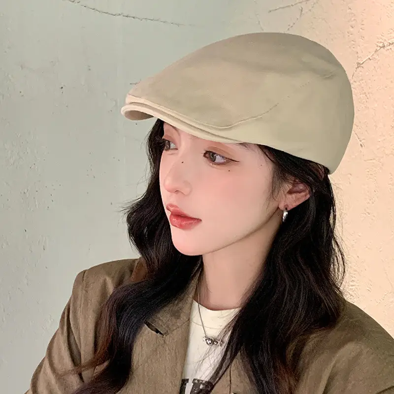 British Style Vintage Newsboy Hats Women Solid Color All-match