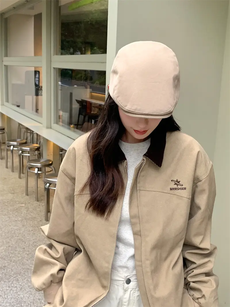 British Style Vintage Newsboy Hats Women Solid Color All-match — feature 18