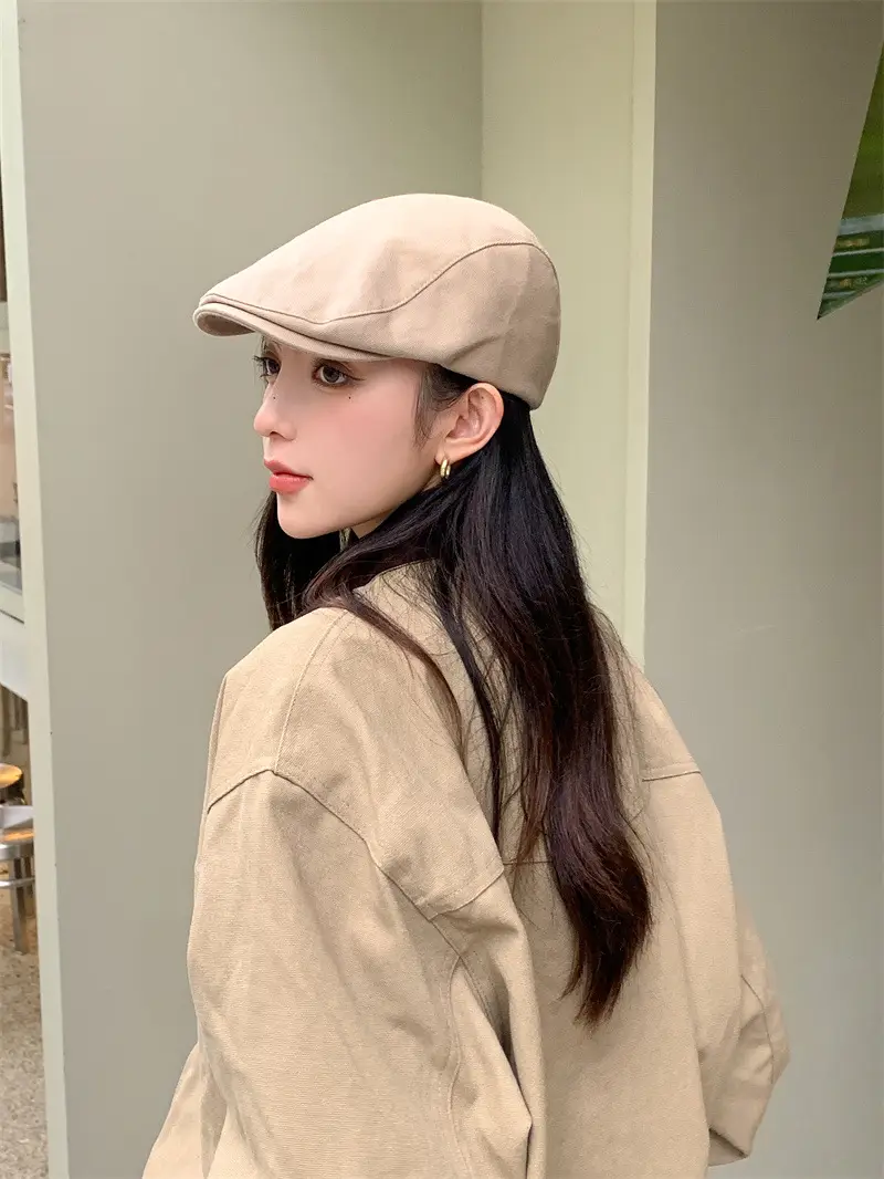 British Style Vintage Newsboy Hats Women Solid Color All-match — feature 19