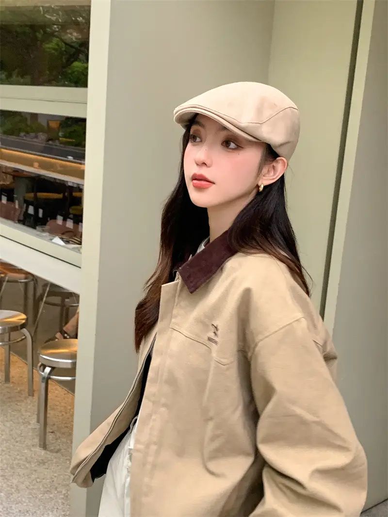 British Style Vintage Newsboy Hats Women Solid Color All-match — feature 20