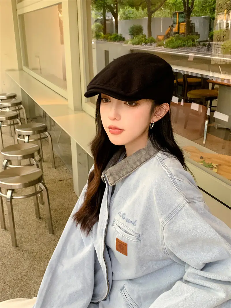 British Style Vintage Newsboy Hats Women Solid Color All-match — feature 5