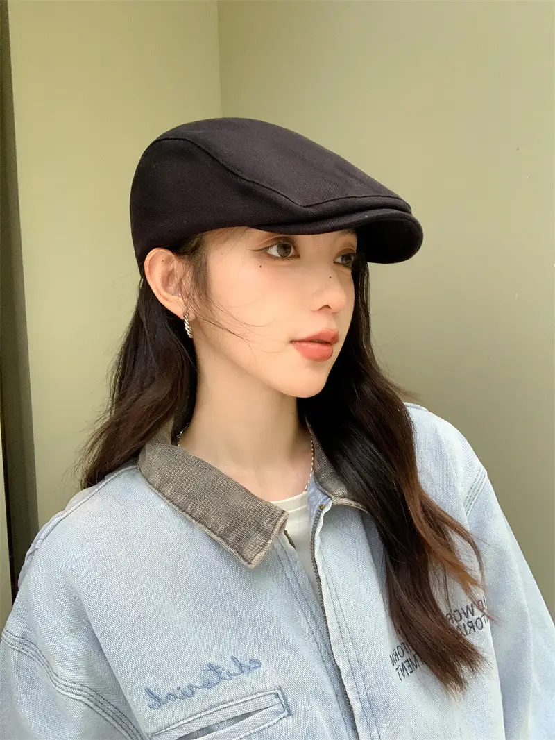 British Style Vintage Newsboy Hats Women Solid Color All-match — feature 6