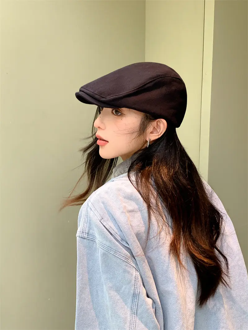 British Style Vintage Newsboy Hats Women Solid Color All-match — feature 7