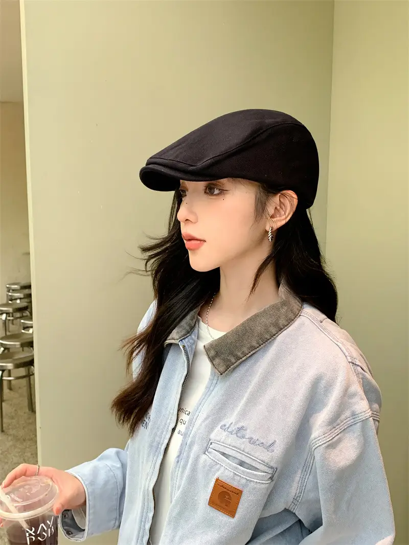 British Style Vintage Newsboy Hats Women Solid Color All-match — feature 8