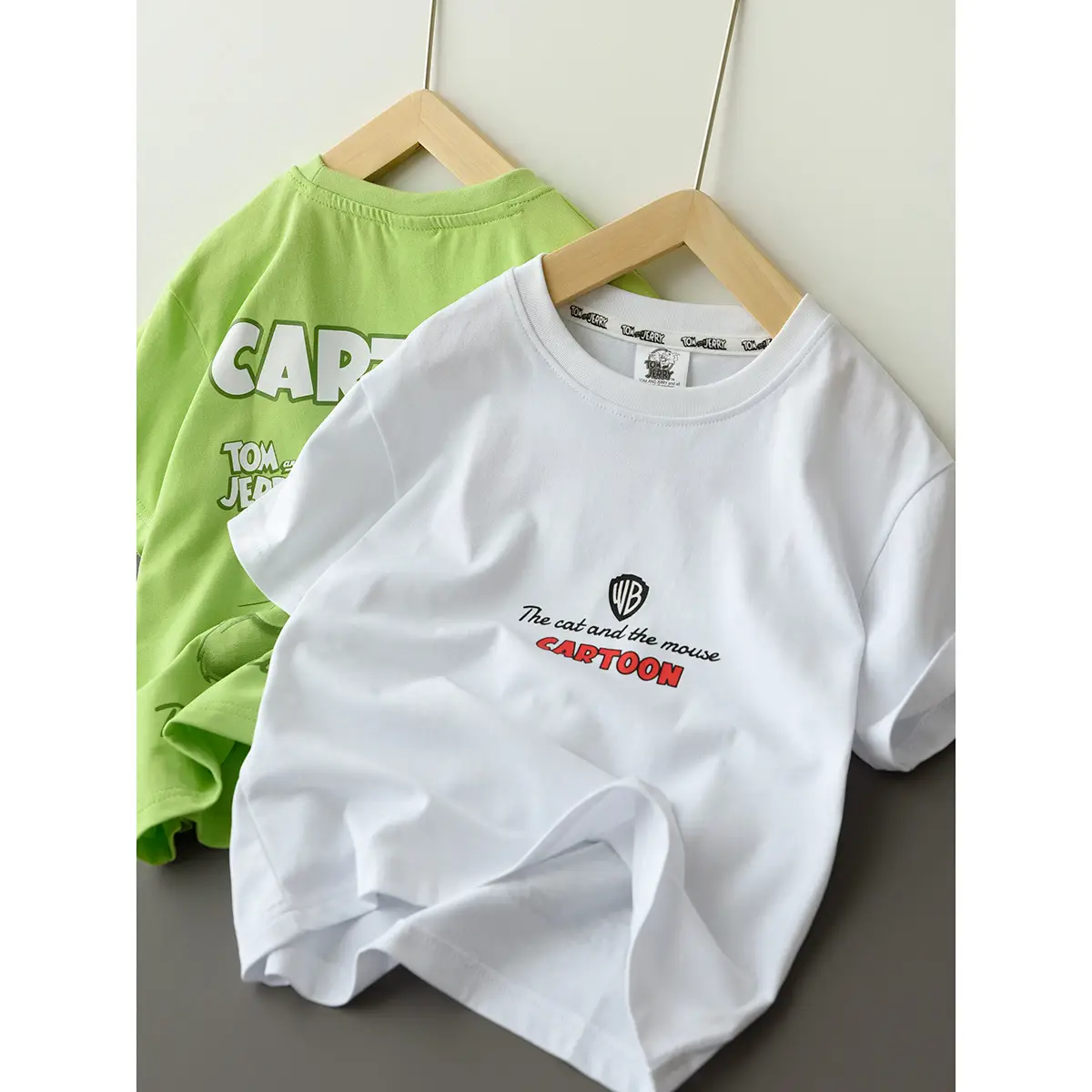 Tom and Jerry Cartoon T-Shirt Green Boys Girls Large