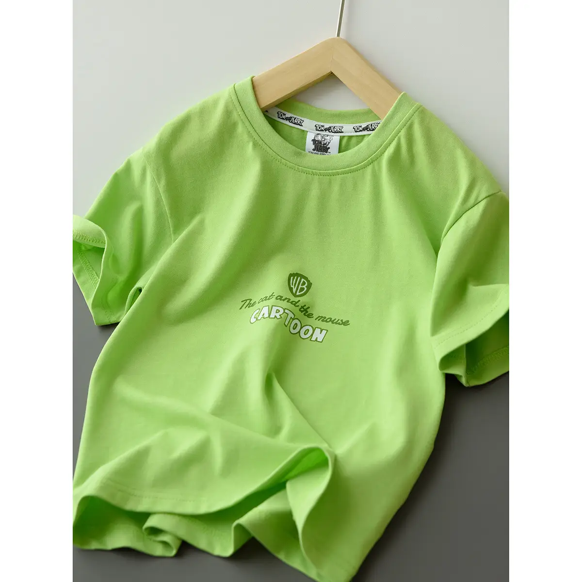 Tom and Jerry Cartoon T-Shirt Green Boys Girls Large - Image 2