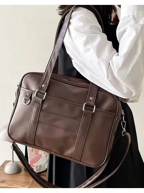 Japanese-style PU Black Shoulder Bag for Women - Image 4