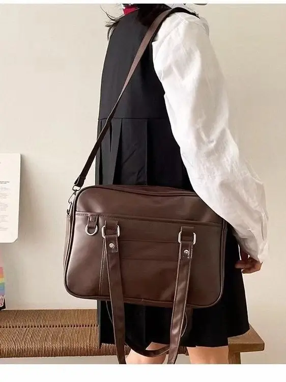 Japanese-style PU Black Shoulder Bag for Women - Image 6