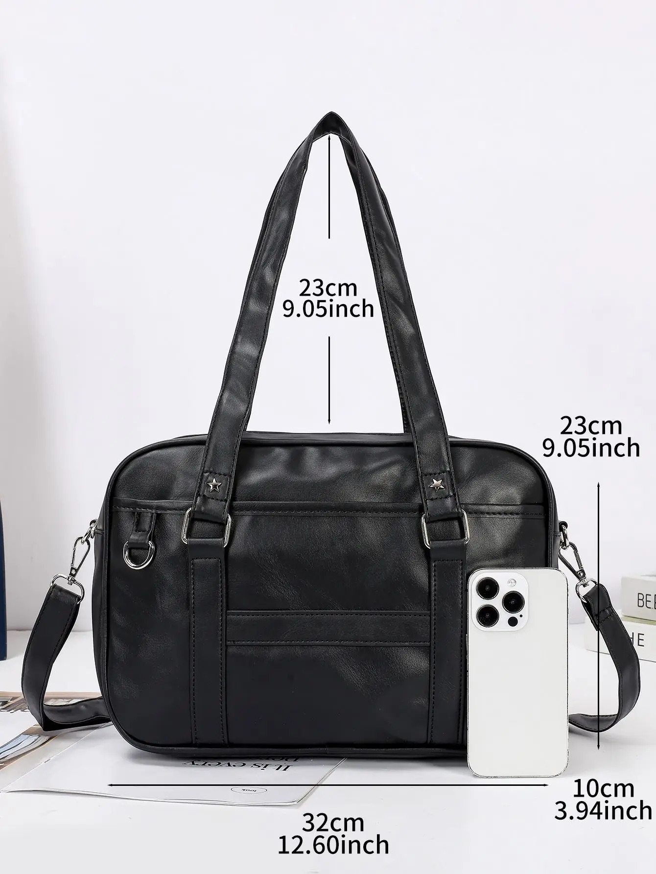 Japanese-style PU Black Shoulder Bag for Women — feature 1