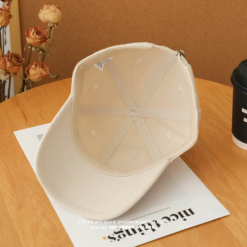 Men's Beige Baseball Cap with Wide Brim